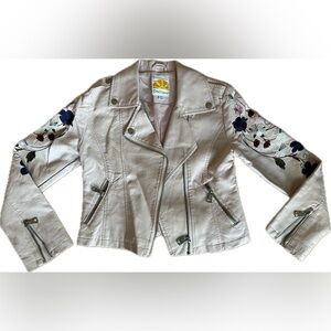 C&C California Vegan Leather Embroidered Jacket